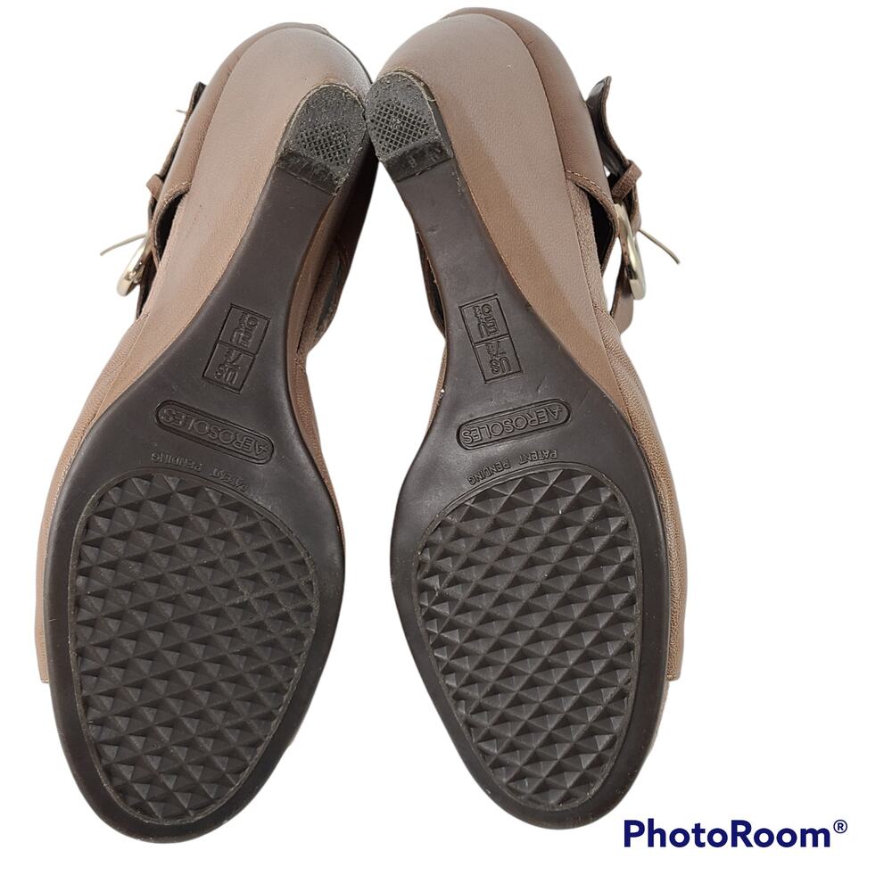 Aerosoles Soundsystem nude peep toe wedge shooties,, 7.5M - Picture 4 of 11